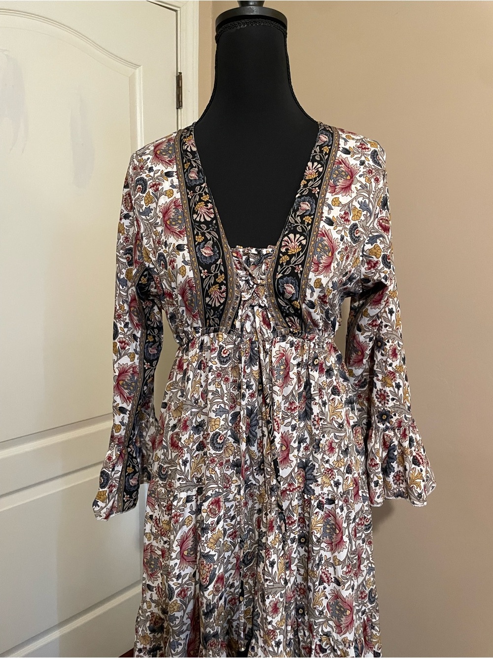 Anthropologie Boemo Boho Floral Maxi Dress Size M Western Prairie Renaissance - Picture 3 of 10